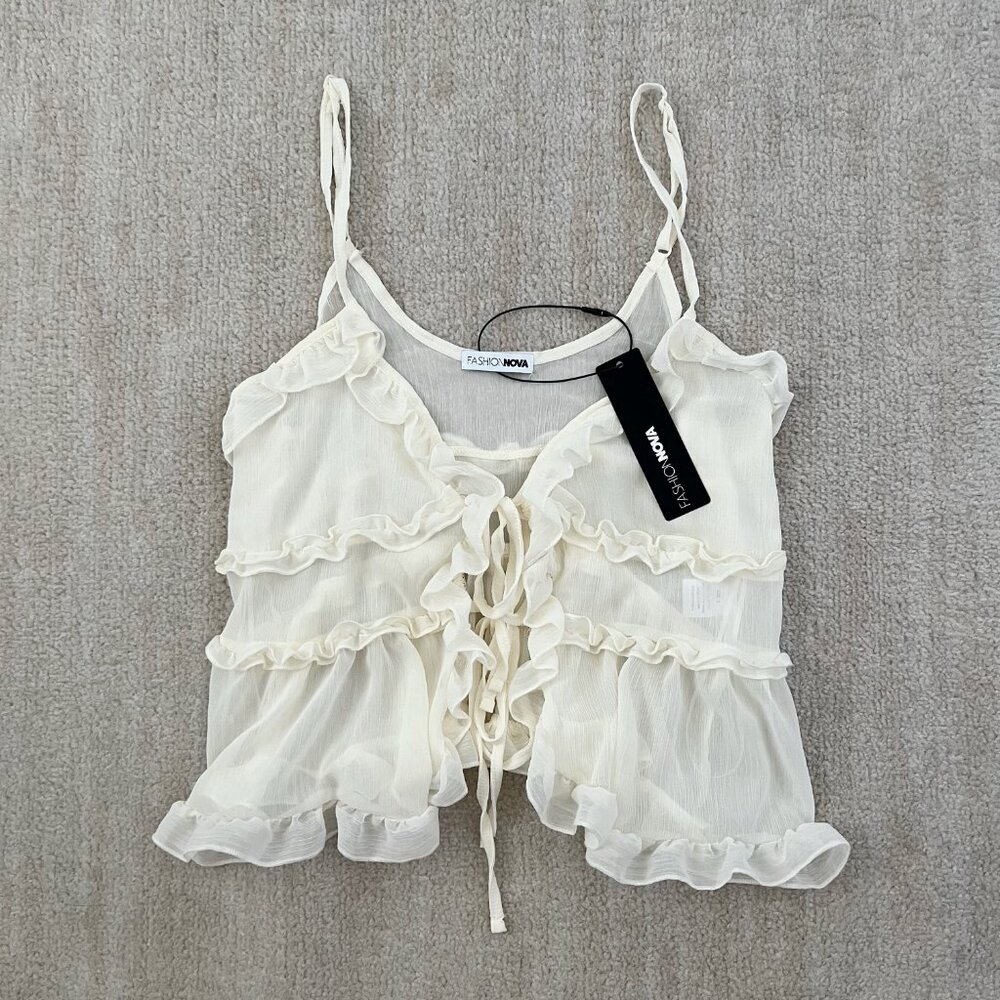 NWT Fashion Nova Might Be Ruffle Cami Blouse Top S